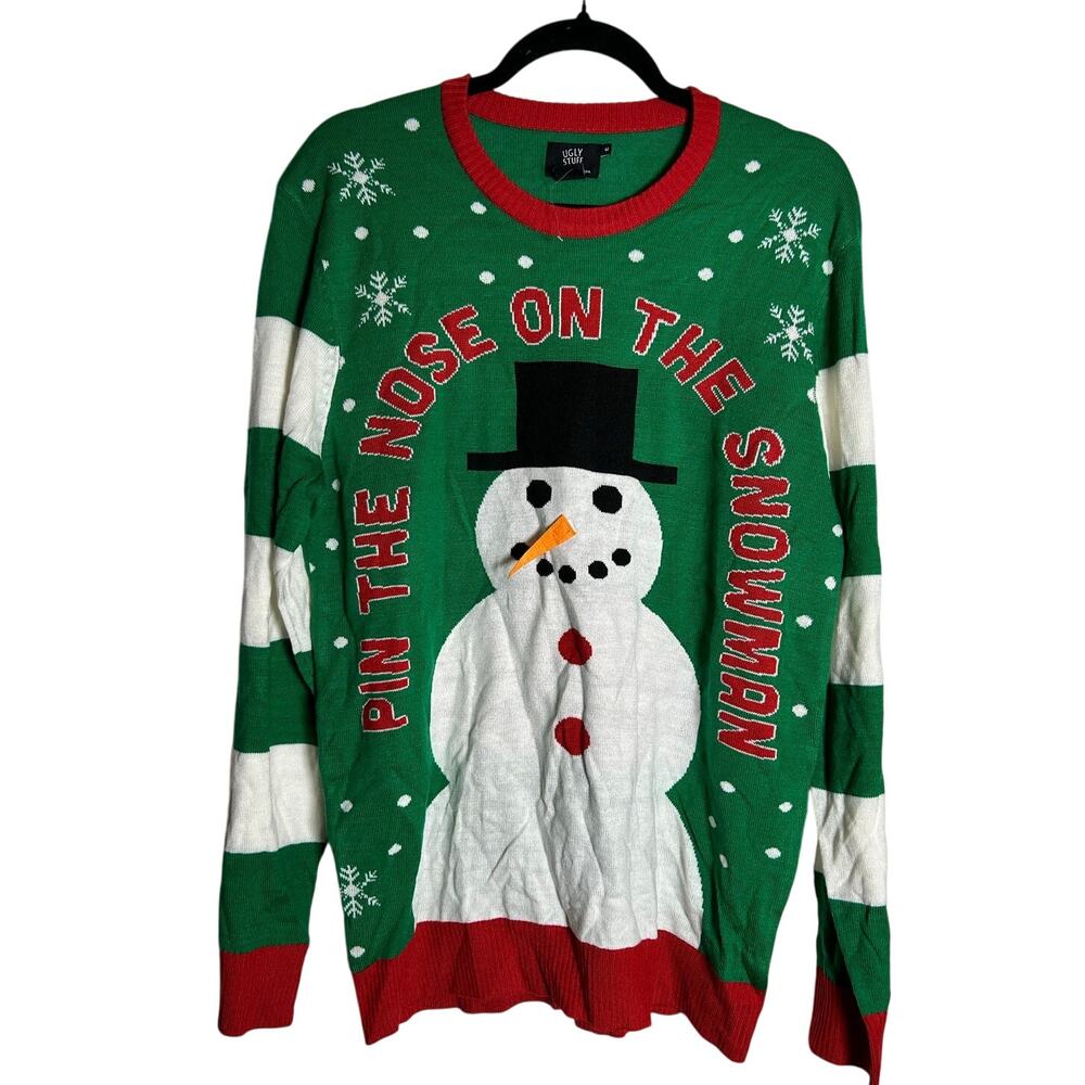 UGLY STUFF SUPPLY New "Pin the Nose on the Snowman" Sweater Acrylic Size M